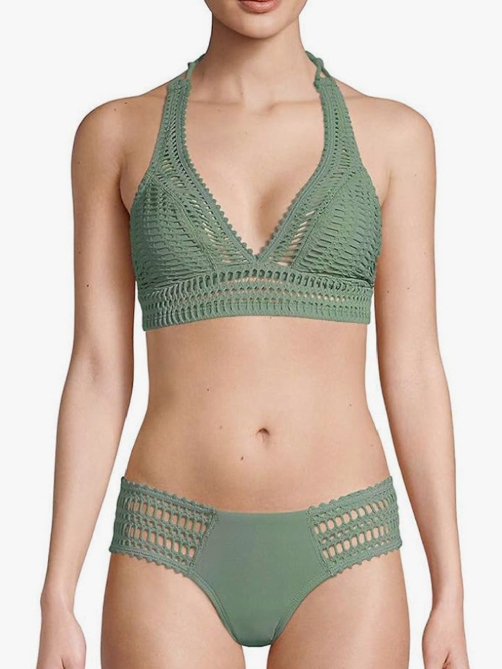 Robin Piccone Sophia Crochet Halter Bikini Set Navy Blue Medium - Picture 14 of 14